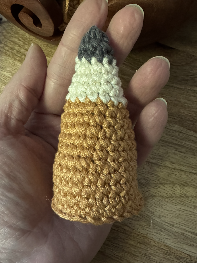 completed pencil gnome hat